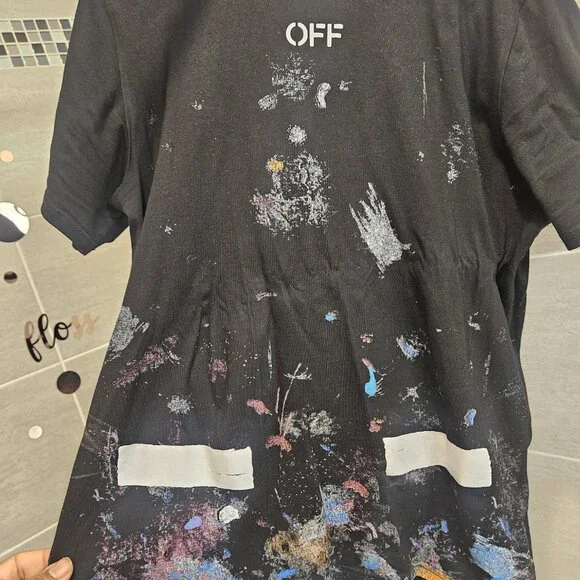 Off White Virgil Abloh 2013 Spray T Shirt L. Gently used & very clean!